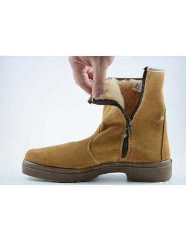 Bota Cremallera Alta Huron 090 Color Natural Piel Serraje