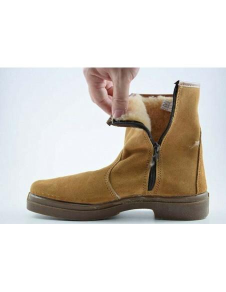 Bota Cremallera Alta Huron 090 Color Natural Piel Serraje