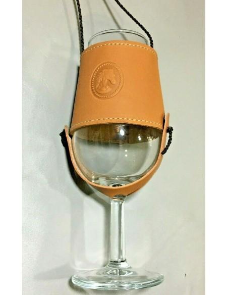 Porta cata vino de piel