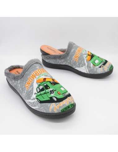 Zapatillas Plumaflex abierta hombre de estar por casa Coche 12229 Gris