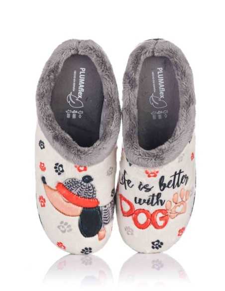 Zapatillas Plumaflex abiertas Chica Mujer de casa con Plantilla Extraíble 12281 Perro