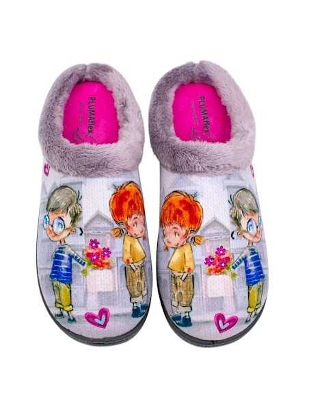 Zapatillas Plumaflex abiertas Chica Mujer de casa con Plantilla Extraíble 12213 Enamorados