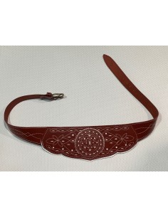 Fajín de Piel Rociero Labrado en Marrón Claro