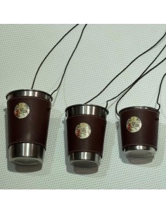 Porta Vaso de Piel Virgen de la Cabeza + Vaso Inoxidable para Ferias y Romerías