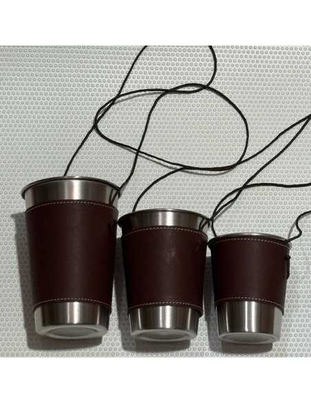 Porta Vaso de Piel Virgen del Rocío + Vaso Inoxidable - Personalizable para Romería y Ferias