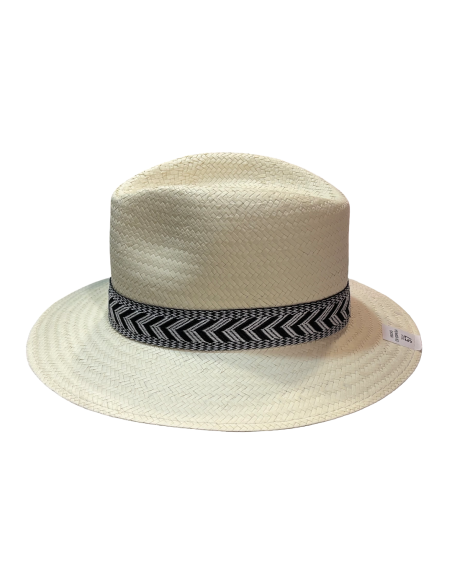 Sombrero fibra natural muy flexible con cinta estampada - Color Blanco