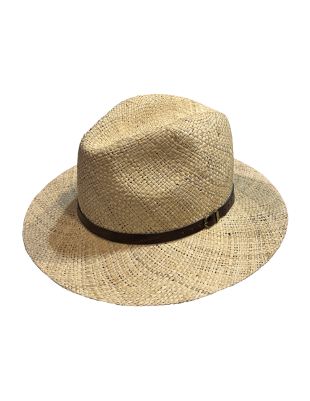 sombrero paja cinta de cuero con hebilla