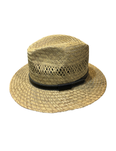 Sombrero 100% Paja Natural Calado Cinta Negra - Color Natural