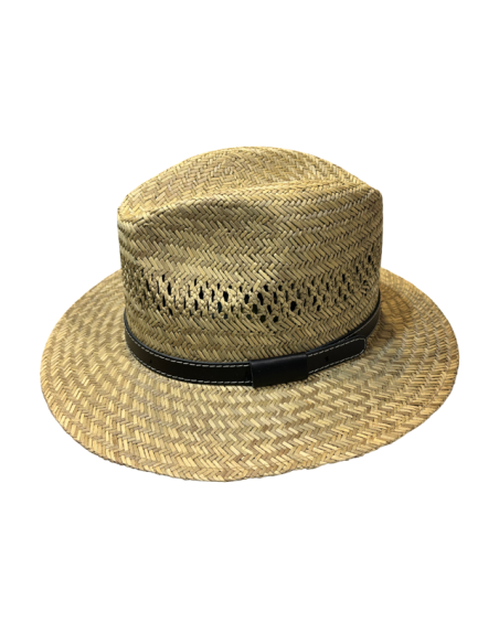 Sombrero 100% Paja Natural Calado Cinta Negra - Color Natural