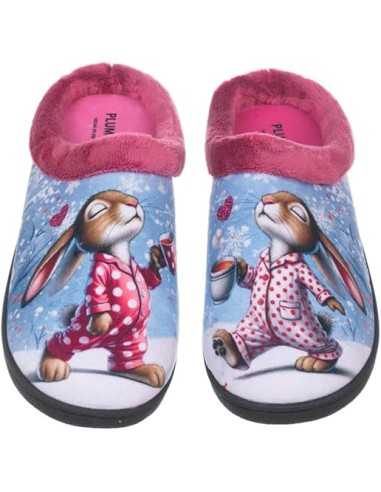 Zapatillas Plumaflex abiertas Chica Mujer de casa con Plantilla Extraíble 12213 Conejos Taza
