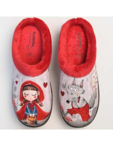 Zapatillas Plumaflex descalzarse Mujer con Plantilla Extraíble 12213 Lobo y Caperucita Roja
