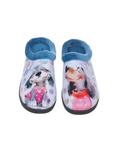 Zapatillas Plumaflex descalzarse Mujer con Plantilla Extraíble 12213 Perrito Celeste