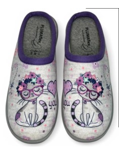 Zapatillas Plumaflex Mujer de casa para entre tiempo con Plantilla Extraíble 12317 Gato Flores