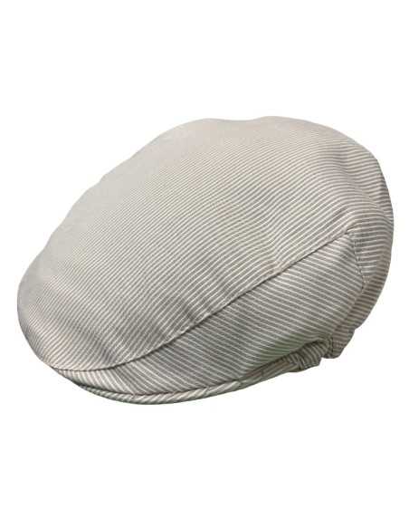 Gorra Campera plana niño rayitas beig | Fabricada en España por Beirets