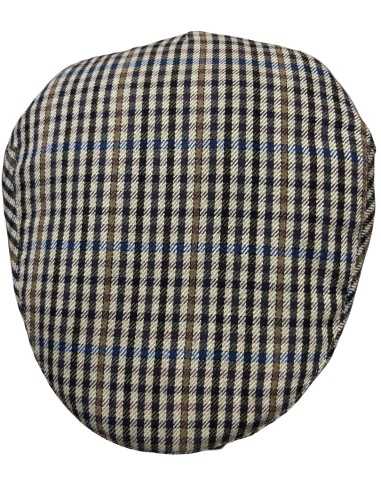 Gorra Campera plana niño cuadros beig, marrón y azules