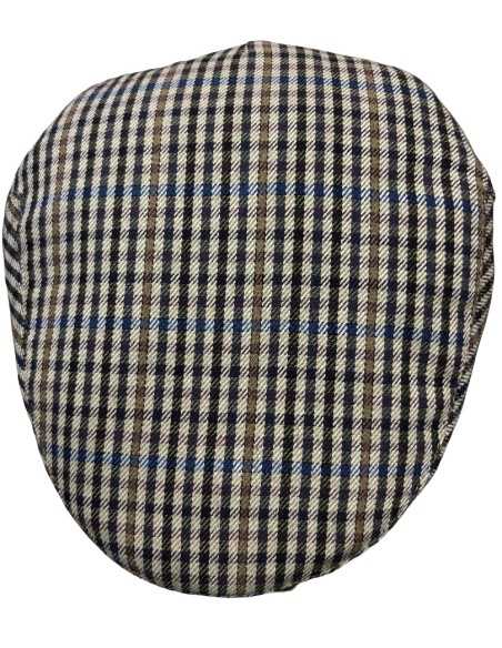 Gorra Campera plana niño cuadros beig, marrón y azules