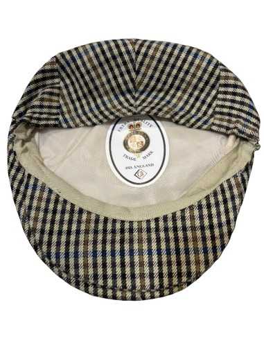 Gorra Campera plana niño cuadros beig, marrón y azules| Fabricada en España por Beirets