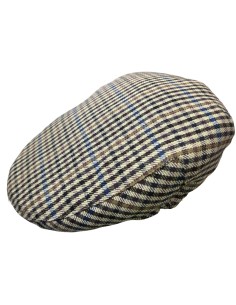 Gorra Campera plana niño cuadros beig, marrón y azules| Fabricada en España por Beirets