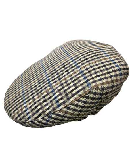 Gorra Campera plana niño cuadros beig, marrón y azules| Fabricada en España por Beirets