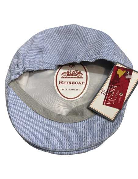 Gorra Campera plana niño rayitas azules | Fabricada en España por Beirets